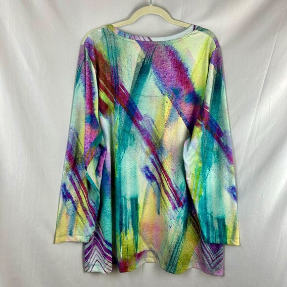 Soft Surroundings Dale Abstract Watercolor Tunic Shirt Women Plus 3X Purple - Picture 6 of 8